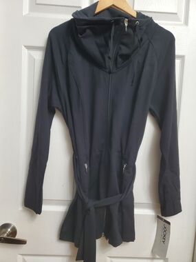 Jockey Black Zip Front Jacket Waist Tie - SIZE L